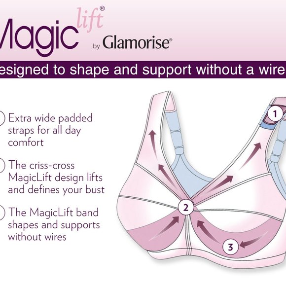 Set of 3! 56I Glamorise MAGIC LIFT Full Figure Bra (COMFORT-STRAPS) Blue-Ice - Picture 12 of 13